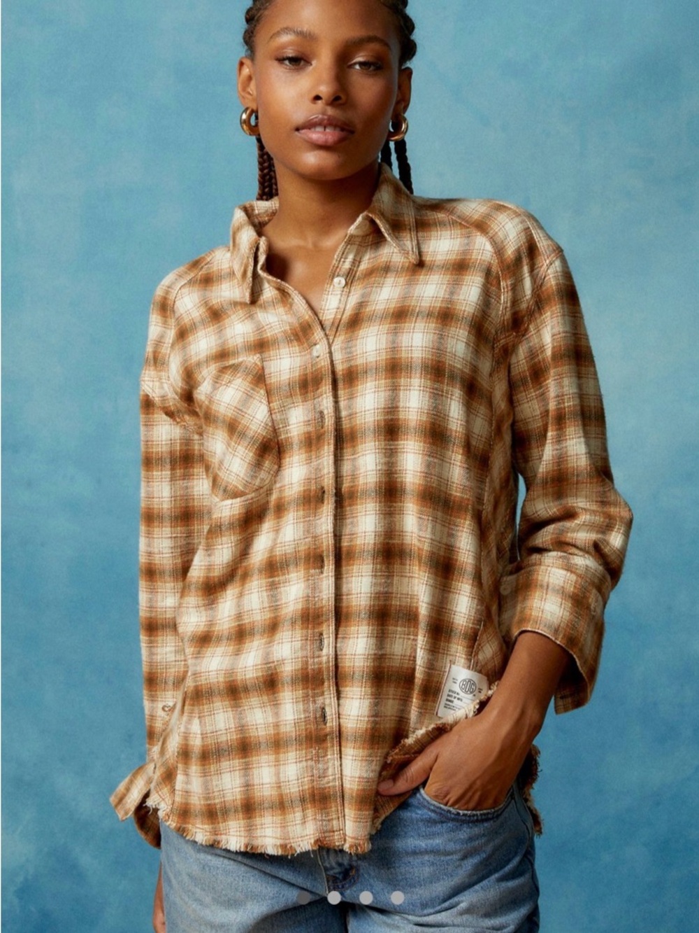 BDG Urban Outfitters Brixton Flannel Shirt Plaid Orange Multi Cabincore